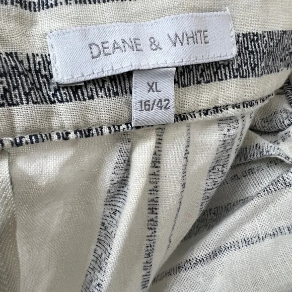 Womens Deane & White Skirt UK 16 A-Line Linen Stripe Cream Midi Length Pockets - Picture 8 of 11